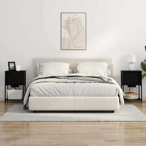 vidaXL Bedside Cabinet 2 pcs Black oak 38 x 31 x 61 cm Engineered wood