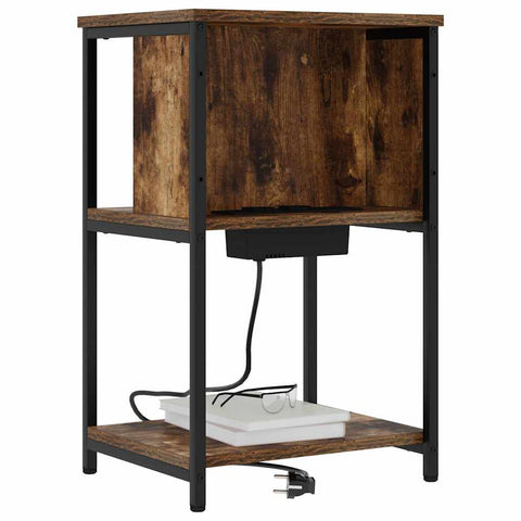 vidaXL Bedside Cabinet Smoked oak 38 x 31 x 61 cm Engineered wood