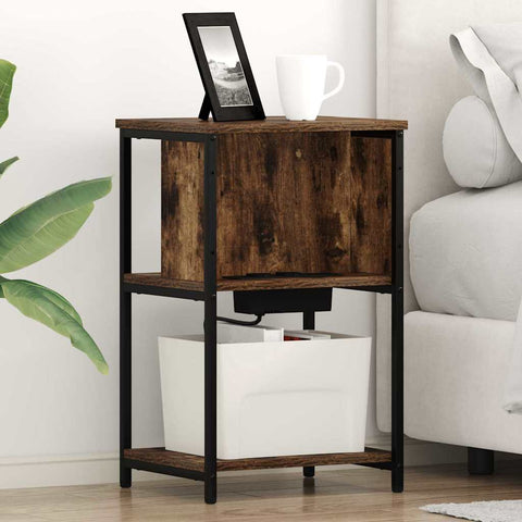 vidaXL Bedside Cabinet 2 pcs Smoked oak 38 x 31 x 61 cm