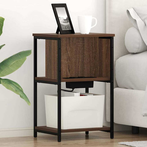 vidaXL Bedside Cabinet 2 pcs Brown oak 38 x 31 x 61 cm Engineered wood