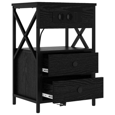vidaXL Bedside Cabinet Black oak 40 x 31 x 60 cm Engineered wood