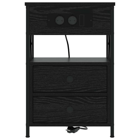 vidaXL Bedside Cabinet Black oak 40 x 31 x 60 cm Engineered wood