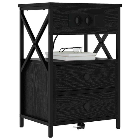 vidaXL Bedside Cabinet Black oak 40 x 31 x 60 cm Engineered wood
