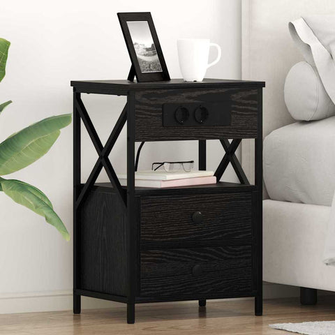 vidaXL Bedside Cabinet 2 pcs Black oak 40 x 31 x 60 cm Engineered wood