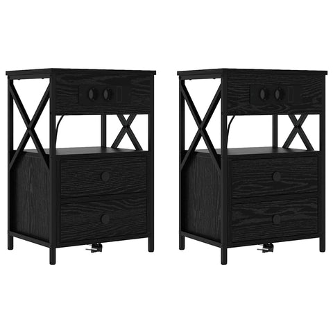 vidaXL Bedside Cabinet 2 pcs Black oak 40 x 31 x 60 cm Engineered wood