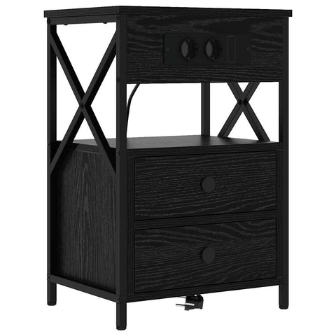 vidaXL Bedside Cabinet 2 pcs Black oak 40 x 31 x 60 cm Engineered wood