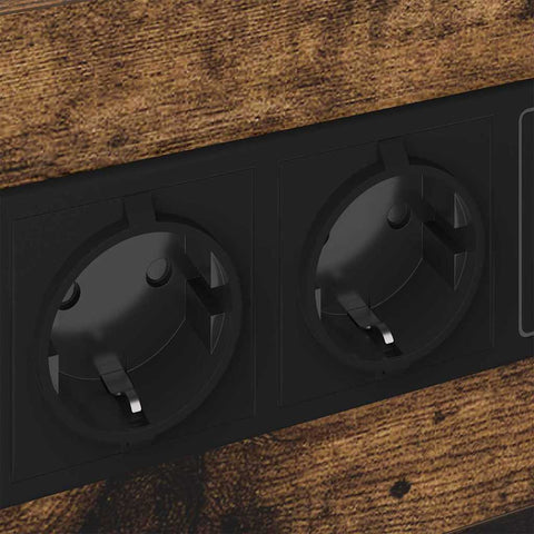 vidaXL Bedside Cabinet with Charging Station 2 pcs Smoked Oak