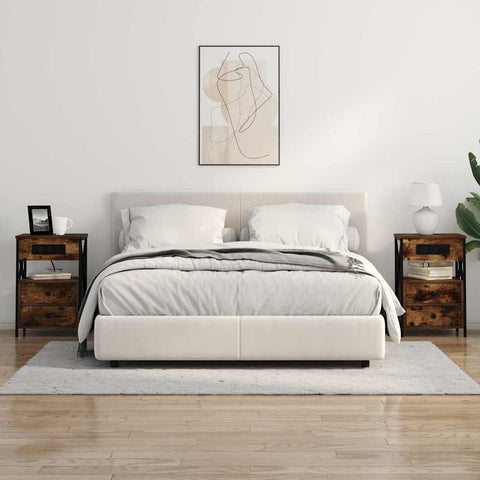 vidaXL Bedside Cabinet with Charging Station 2 pcs Smoked Oak