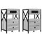 vidaXL Bedside Cabinet with Charging Station 2 pcs Grey sonoma