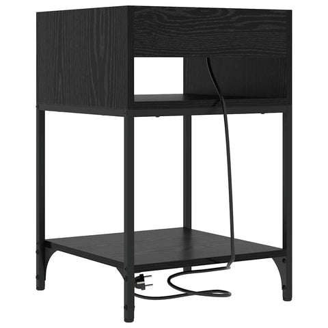 vidaXL Bedside Table Black oak 40 x 40 x 61 cm Engineered wood