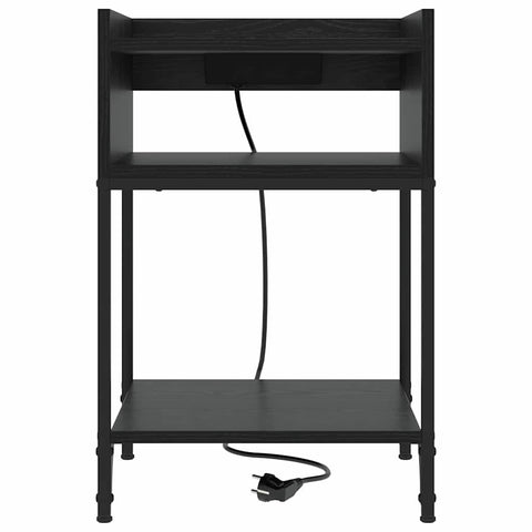 vidaXL Bedside Table Black oak 40 x 40 x 61 cm Engineered wood