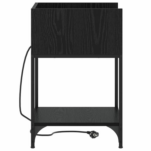 vidaXL Bedside Table Black oak 40 x 40 x 61 cm Engineered wood
