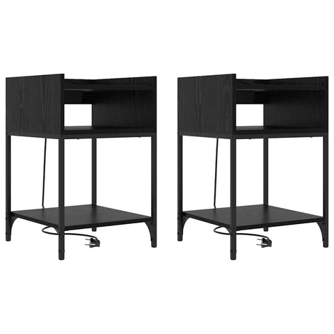 vidaXL Bedside Table 2 pcs Black oak 40 x 40 x 61 cm Engineered wood