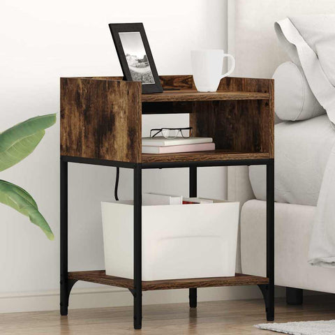 vidaXL Bedside Table Smoked oak 40 x 40 x 61 cm Engineered wood