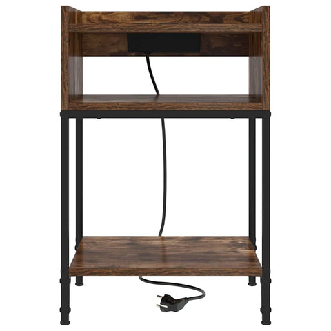 vidaXL Bedside Table Smoked oak 40 x 40 x 61 cm Engineered wood