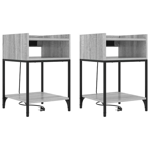 vidaXL Bedside Table 2 pcs Grey sonoma 40 x 40 x 61 cm Engineered wood