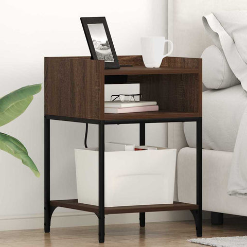 vidaXL Bedside Table Brown oak 40 x 40 x 61 cm Engineered wood