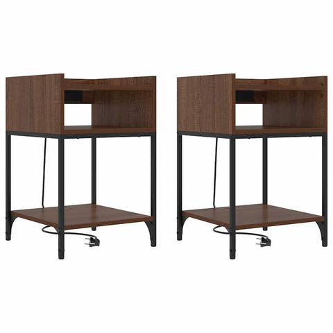 vidaXL Bedside Table 2 pcs Brown oak 40 x 40 x 61 cm Engineered wood
