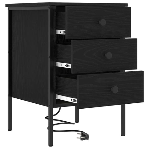 vidaXL Bedside Cabinet Black oak 42 x 41 x 61 cm Engineered wood