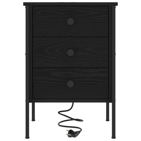vidaXL Bedside Cabinet Black oak 42 x 41 x 61 cm Engineered wood