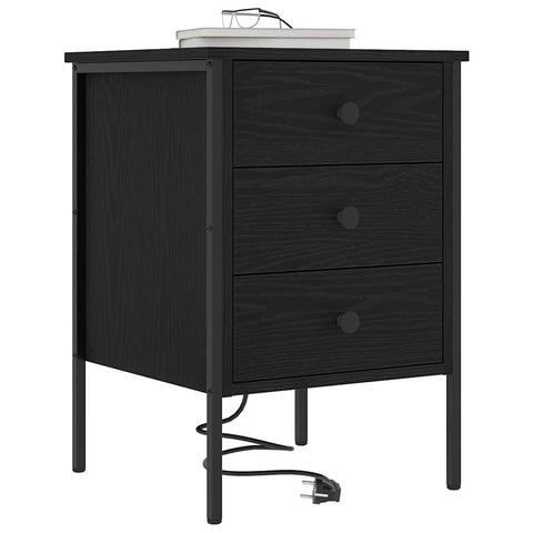 vidaXL Bedside Cabinet Black oak 42 x 41 x 61 cm Engineered wood