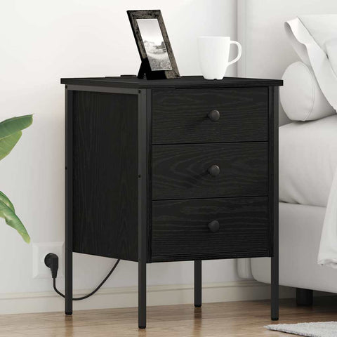 vidaXL Bedside Cabinet 2 pcs Black oak 42 x 41 x 61 cm Engineered wood