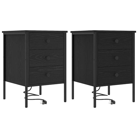vidaXL Bedside Cabinet 2 pcs Black oak 42 x 41 x 61 cm Engineered wood