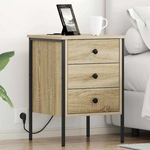 vidaXL Bedside Cabinet with Drawer 2 pcs Sonoma oak 42 x 41 x 61 cm