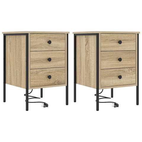 vidaXL Bedside Cabinet with Drawer 2 pcs Sonoma oak 42 x 41 x 61 cm