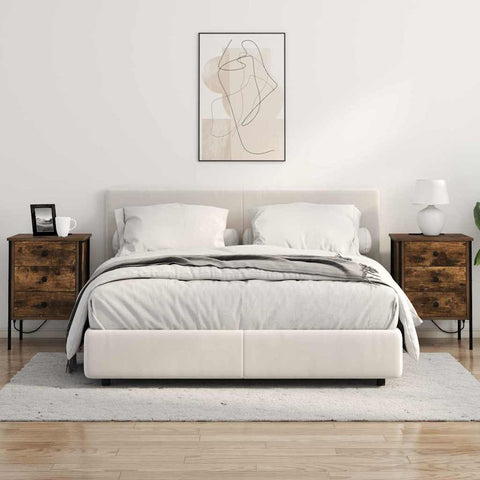 vidaXL Bedside Cabinet with Drawer 2 pcs Smoked oak 42 x 41 x 61 cm