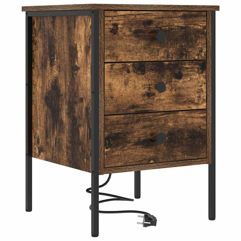 vidaXL Bedside Cabinet with Drawer 2 pcs Smoked oak 42 x 41 x 61 cm