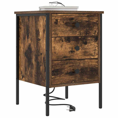 vidaXL Bedside Cabinet with Drawer 2 pcs Smoked oak 42 x 41 x 61 cm
