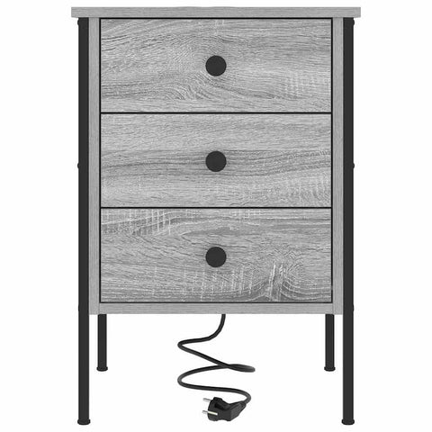 vidaXL Bedside Cabinet with Drawer 2 pcs Grey sonoma 42 x 41 x 61 cm