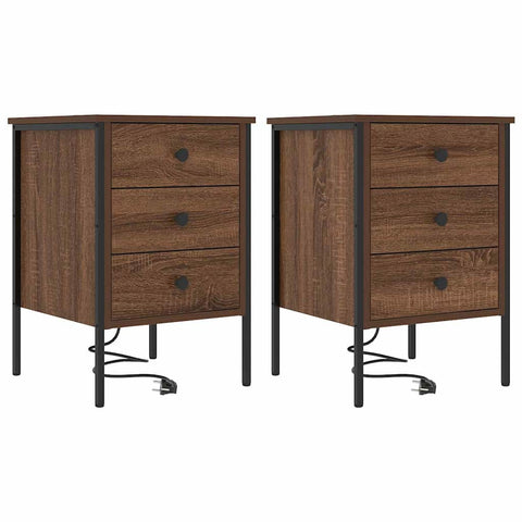 vidaXL Bedside Cabinet 2 pcs Brown oak 42 x 41 x 61 cm Engineered wood