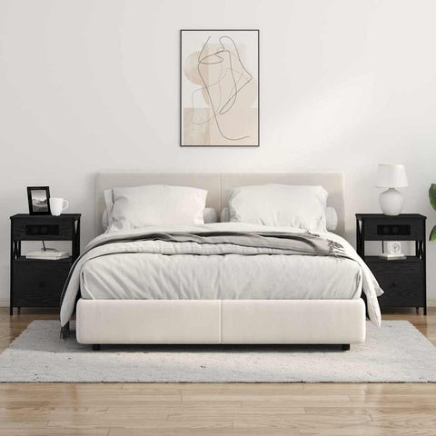 vidaXL Bedside Cabinet Black oak 40 x 31 x 60 cm Engineered wood