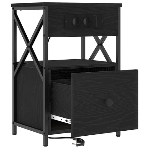 vidaXL Bedside Cabinet Black oak 40 x 31 x 60 cm Engineered wood