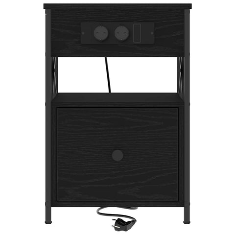 vidaXL Bedside Cabinet Black oak 40 x 31 x 60 cm Engineered wood