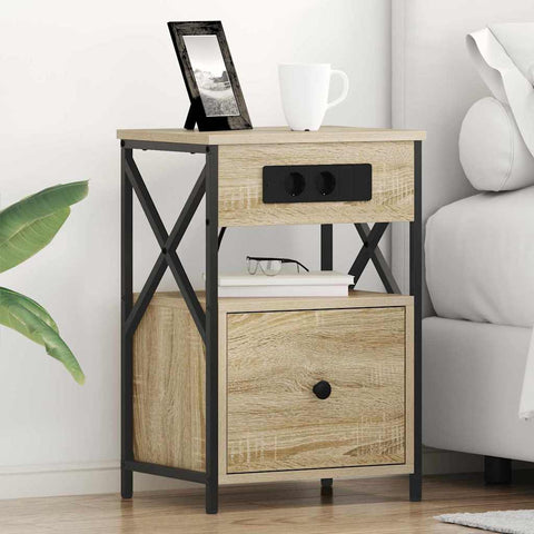 vidaXL Bedside Cabinet with Drawer 2 pcs Sonoma oak 40 x 31 x 60 cm