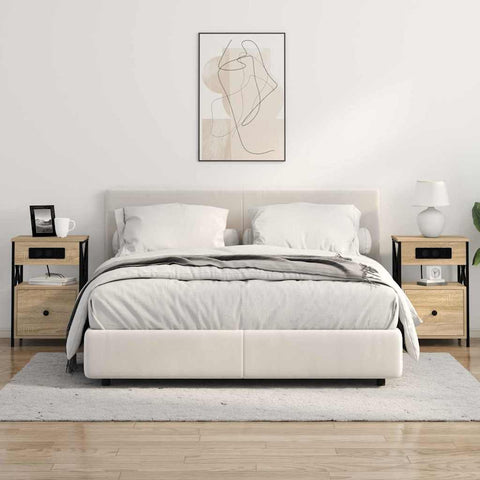 vidaXL Bedside Cabinet with Drawer 2 pcs Sonoma oak 40 x 31 x 60 cm