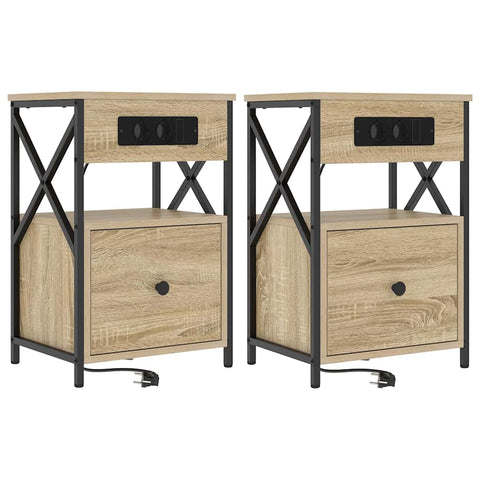 vidaXL Bedside Cabinet with Drawer 2 pcs Sonoma oak 40 x 31 x 60 cm