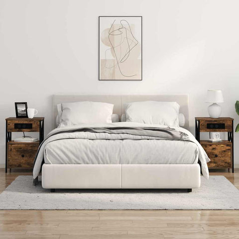 vidaXL Bedside Cabinet Smoked oak 40 x 31 x 60 cm Engineered wood