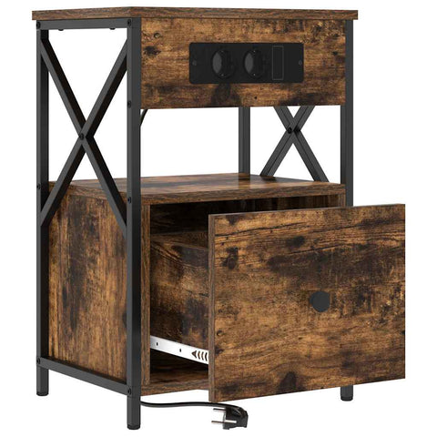 vidaXL Bedside Cabinet with Drawer 2 pcs Smoked oak 40 x 31 x 60 cm