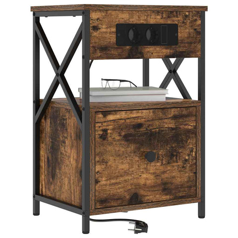 vidaXL Bedside Cabinet with Drawer 2 pcs Smoked oak 40 x 31 x 60 cm