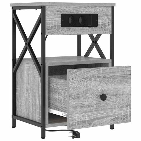 vidaXL Bedside Cabinet with Drawer 2 pcs Grey sonoma 40 x 31 x 60 cm