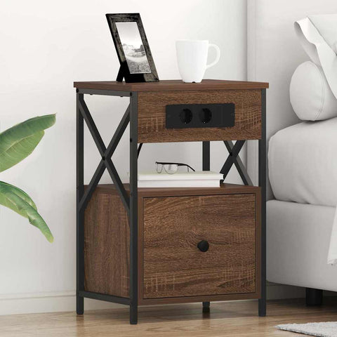 vidaXL Bedside Cabinet 2 pcs Brown oak 40 x 31 x 60 cm Engineered wood