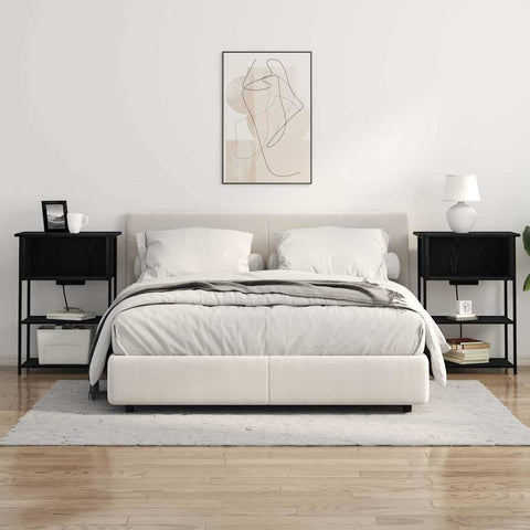 vidaXL Bedside Cabinet Black oak 55 x 31 x 76 cm Engineered wood