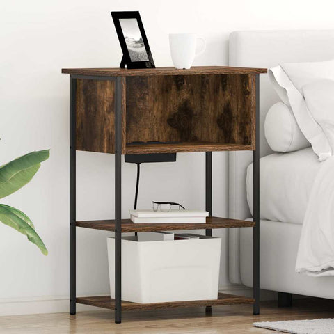 vidaXL Bedside Cabinet Smoked oak 55 x 31 x 76 cm Engineered wood