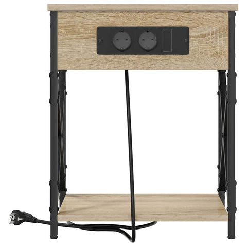 vidaXL Bedside Cabinet with Charging Station 2 pcs Sonoma oak