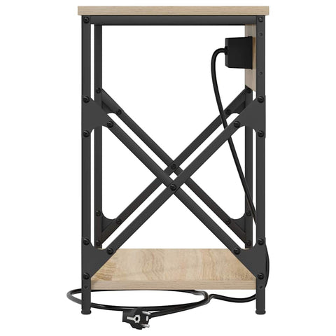 vidaXL Bedside Cabinet with Charging Station 2 pcs Sonoma oak