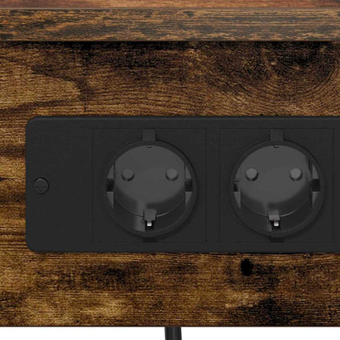 vidaXL Bedside Cabinet with Charging Station Smoked oak